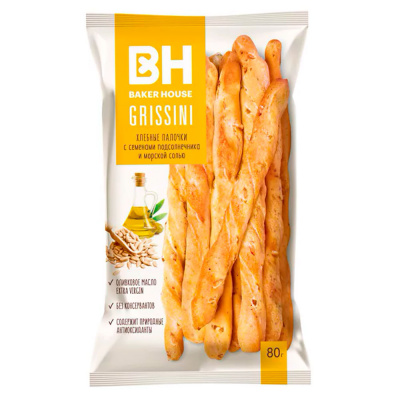 Хлебные палочки "Подсолнечник" Baker House 80 гр Хлебные палочки "Подсолнечник" Baker House 80 гр