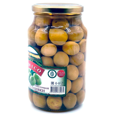 Оливки зеленые с косточкой Арм Эко 1020г