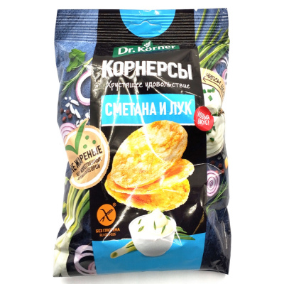Чипсы ц/з кукурузно-рисовые со сметаной и луком (Dr.Körner) 50 гр