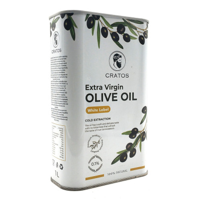 Масло оливковое "CRATOS" Extra virgin ж/б 1л (белая этикетка)