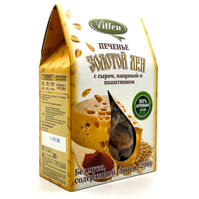 Печенье Золотой лен с сыром, паприкой и пажитником 200 гр