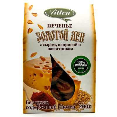 Печенье Золотой лен с сыром, паприкой и пажитником 200 гр