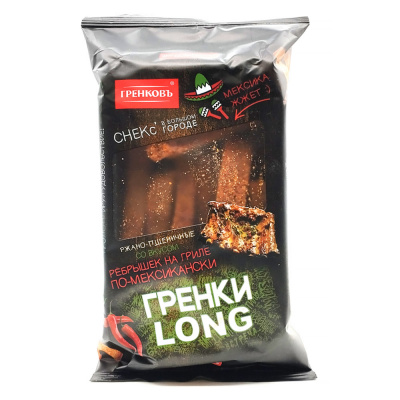 Гренки р/п "LONG" со вкусом рёбрышек на гриле по-мексикански (Гренковъ), 100 гр