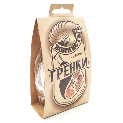 Гренки жареные "Волнистые" со вкусом бекона, 75 гр