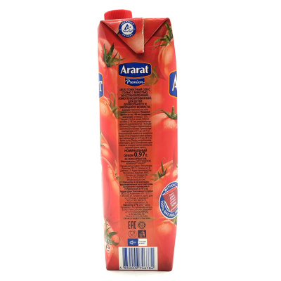 Томатный сок с солью и мякотью Арарат 0,97л