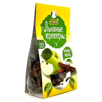 Льняные крекеры с Яблоком и корицей (Компас здоровья) 50 гр