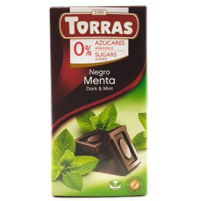 Шоколад тёмный б/с с мятой "Torras" 75 гр