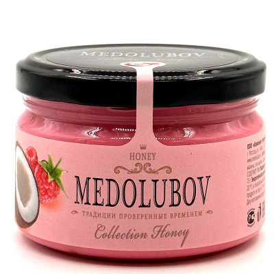 Мёд-суфле Малина с кокосом Medolubov 250 гр Мёд-суфле Малина с кокосом Medolubov 250 гр