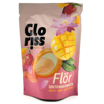Конфета FLÖR арахис в белой шок. глазури "Манго-чили" (Glorᴉss), 65 гр
