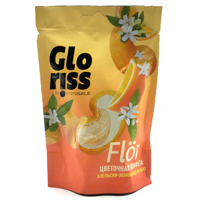 Конфета FLÖR кешью в белой шок. глазури "Апельсин-лемонграсс" (Glorᴉss), 65 гр