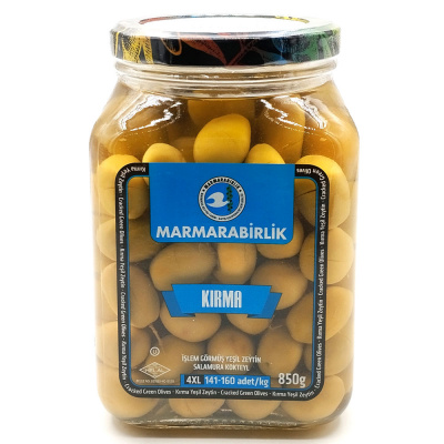 Оливки зеленые 4XL с/к в рассоле, 850 гр  Marmarabirlik Kirma