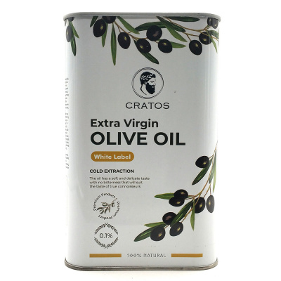 Масло оливковое "CRATOS" Extra virgin ж/б 1л (белая этикетка)