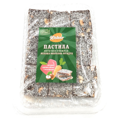 Пастила фруктово-овощная "Яблоко-морковь-фундук" с кокосом "KISHER" 200 гр