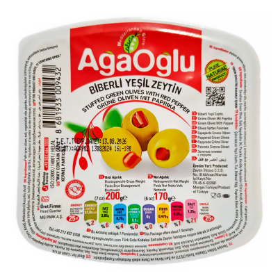 Оливки с перцем (AGAOGLU) 170 гр