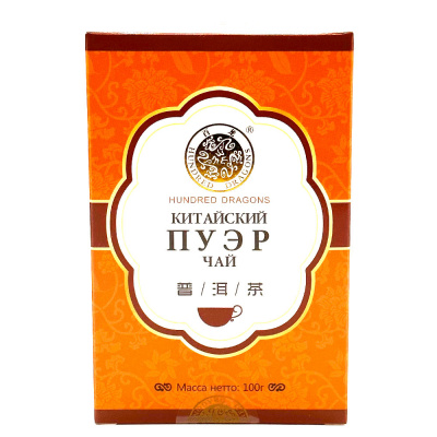 Чай "Hundred Dragons" чёрный пуэр (коробка)100 гр