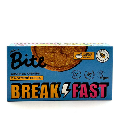 Крекеры овсяные с Морской солью (Bite) 200 гр