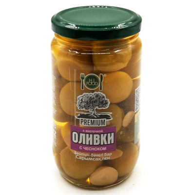 Оливки с чесноком с/к (HiFood) 350 гр