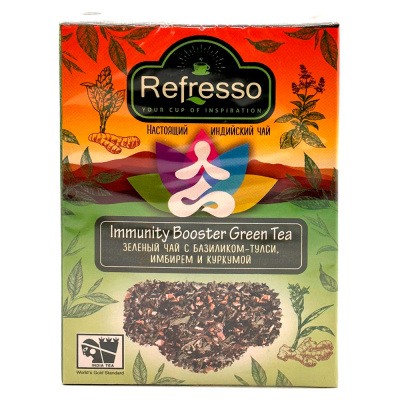 Зеленый чай с базиликом-тулси, имбмрем и куркумой Refresso 200г