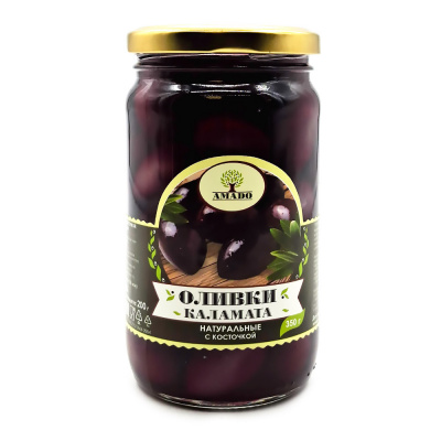 Оливки каламата с косточкой (Амадо) 350 гр