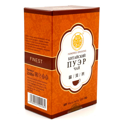 Чай "Hundred Dragons" чёрный пуэр (коробка)100 гр