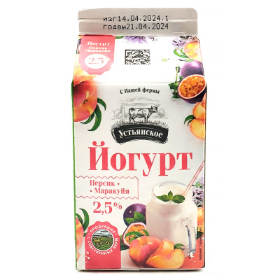 Йогурт Персик-Маракуйя 2,5% 450 гр (УМК)