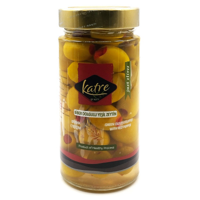 Зелёные оливки с перцем "Katre" 750 гр