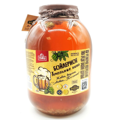 Пиво св/непаст/нефильтр "Бойлерное хмельное" 4,5% 3л