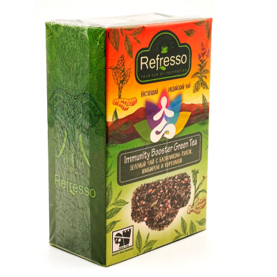 Зеленый чай с базиликом-тулси, имбмрем и куркумой Refresso 100г