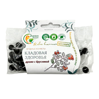 Ягодные конфеты Фитодраже Брусника (Энергия жизни) 50 гр