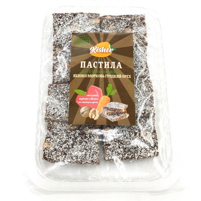 Пастила фруктово-овощная "Яблоко-морковь-грецкий орех" с кокосом "KISHER" 200 гр