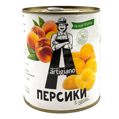 Персики в сиропе половинки "Artigiano" 820 гр Персики в сиропе половинки "Artigiano" 820 гр