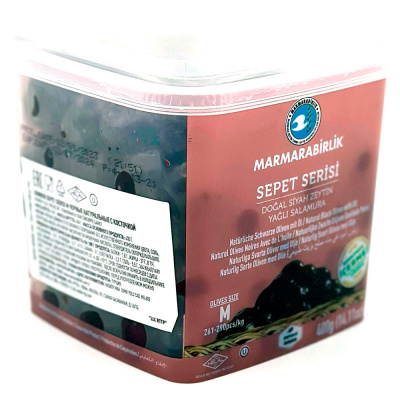 Оливки вяленые черные нат М с/к в масле 400 гр  Marmarabirlik