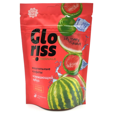 Жевательные конфеты "Освежающий арбуз" в шоколаде (Glorᴉss), 75 гр
