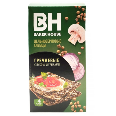Хлебцы ц/з гречневые с луком и грибами Baker House 180 гр
