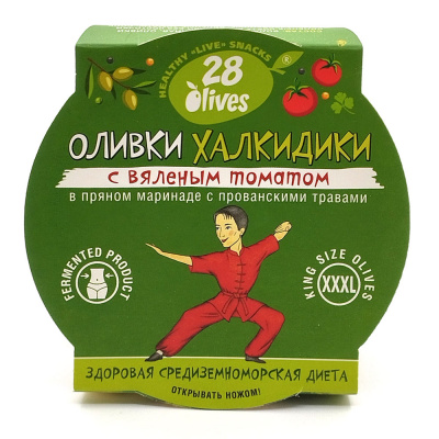 Оливки Халкидики с вяленым томатом "28 Olives" 130 гр