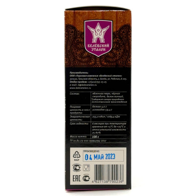 Пастила яблочная б/сахара с Чёрной смородиной "Белевский Эталон" 100 гр