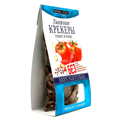 Льняные крекеры "Томат и Чили" (Живые снеки) 60 гр