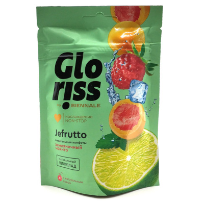 Жевательные конфеты "Земляника-лайм" в шоколаде (Glorᴉss), 75 гр