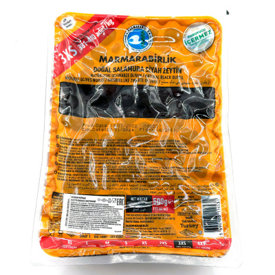 Оливки черные нат 3XS с/к 500 гр Marmarabirlik