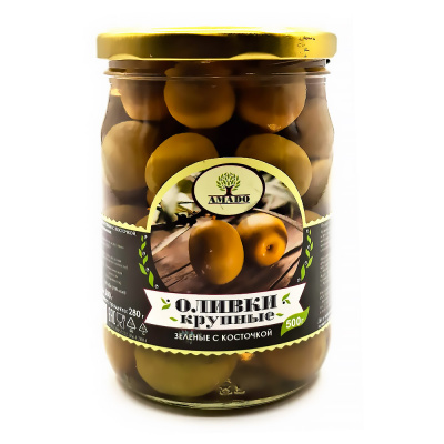 Оливки зеленые с/к  Amado 500 гр