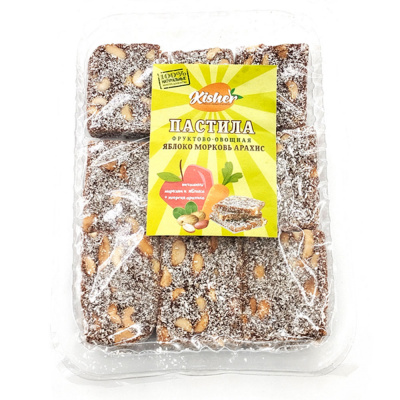 Пастила фруктово-овощная "Яблоко-морковь-арахис" с кокосом "KISHER" 200 гр