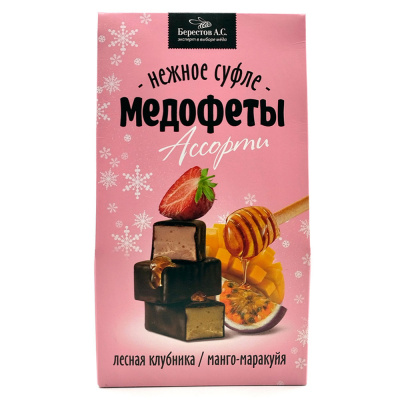 Конфеты в шок.гл.Медофеты суфле с лесной клубникой, 150г (Биолоджик)