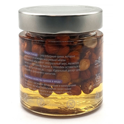 Орехи в меду Фундук (WellFoods), 200 мл