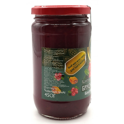 Ягода протёртая с сахаром "HiFood" брусника-мёд 450 гр