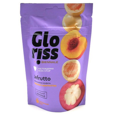 Жевательные конфеты "Персик-мангостин" в шоколаде (Glorᴉss), 75 гр
