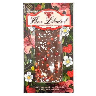 Шоколад молочный "Fleur de Libertad" с клубникой и хруст. безе 80 гр