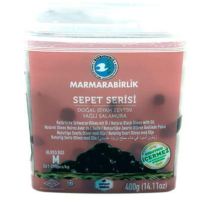Оливки вяленые черные нат М с/к в масле 400 гр  Marmarabirlik