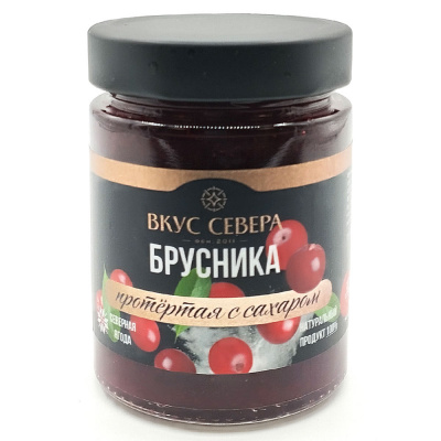 Брусника протёртая с сахаром (Вкус Севера) 300 гр