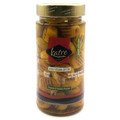 Зелёные оливки на гриле "Katre" 750 гр Зелёные оливки на гриле "Katre" 750 гр