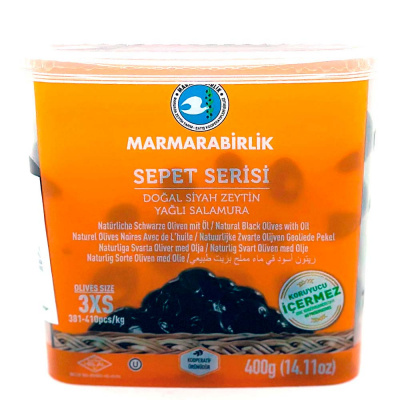 Оливки черные нат с маслом 3XS с/к 400 гр Marmarabirlik Sepet Serisi